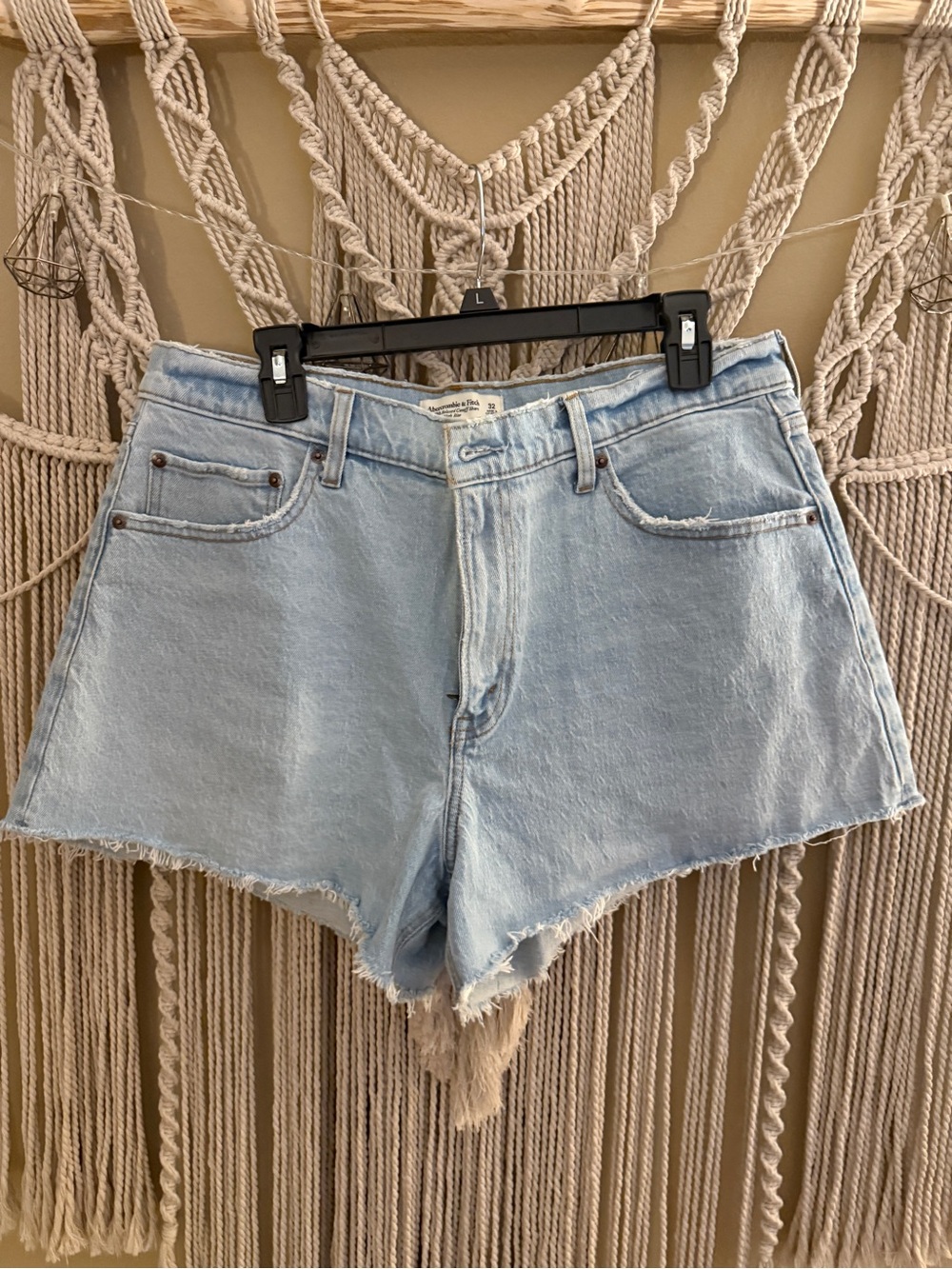 Light Wash Denim Cutoff Shorts - Classic High-Rise